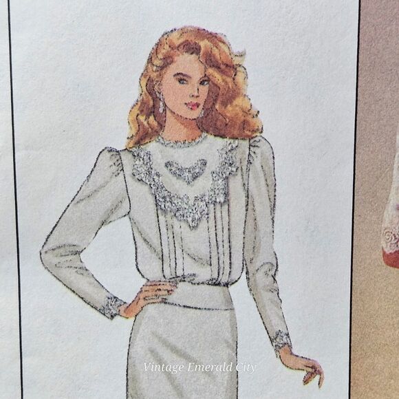 Simplicity 8224 Vtg 80s Dress Jessica McClintock Fish Tail Back Flounce Sz 10 - Picture 7 of 7